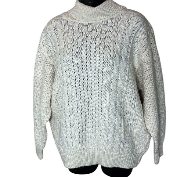 Vintage Bogner wool alpaca cable knit turtleneck sweater small fisherman - Picture 1 of 6